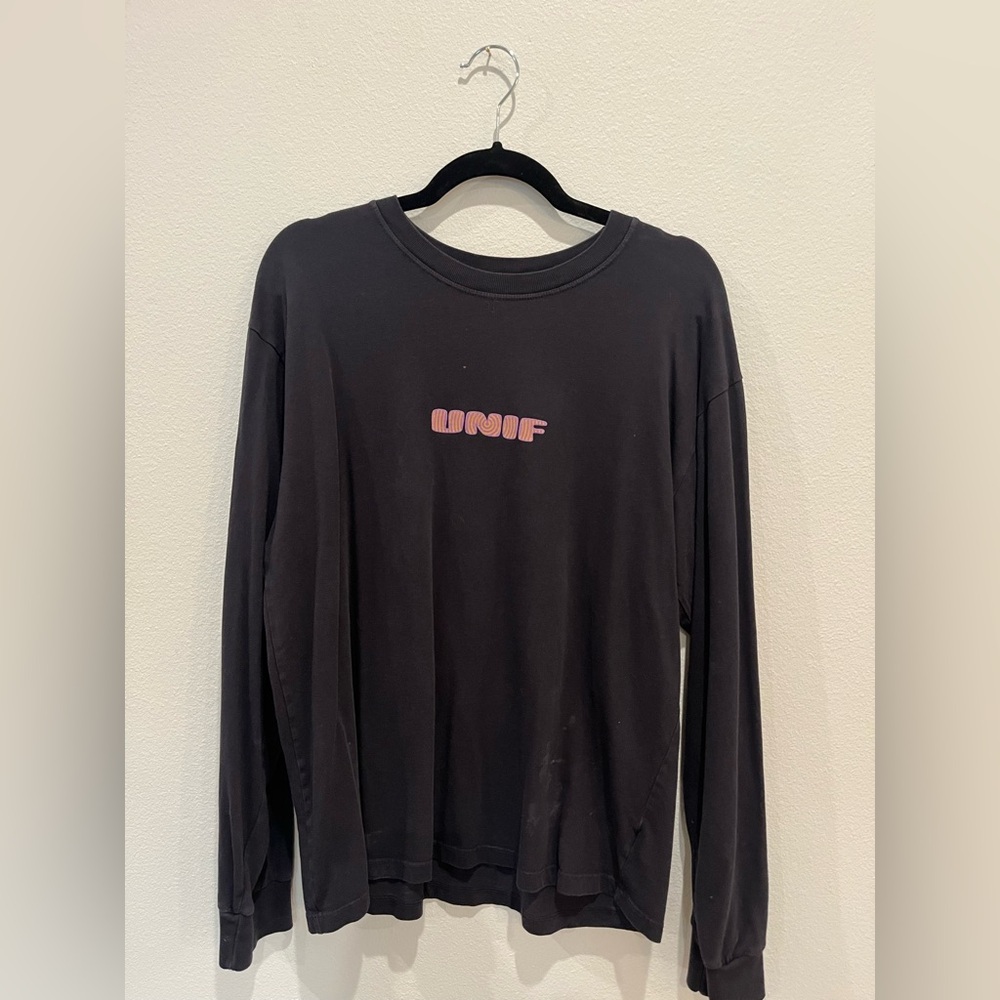 UNIF Charcoal Sweatshirt with Pink Emblem